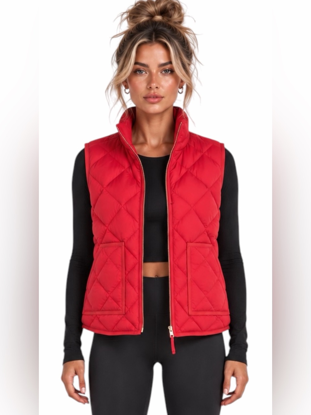 J.Crew – Quilted Down Puffer Vest – Bright Red – Sz. XL